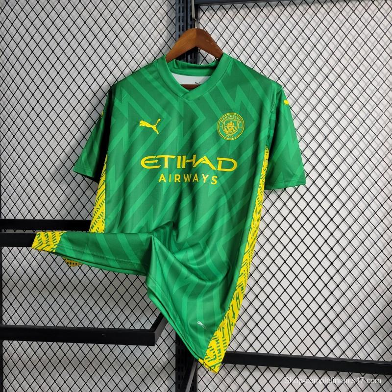 23-24 Manchester City Green Goalkeeper  Jersey