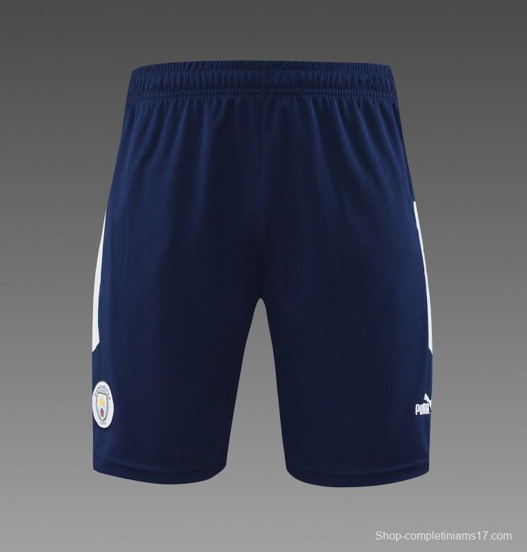 23 24 Manchester City Black Blue Short Sleeve+Shorts