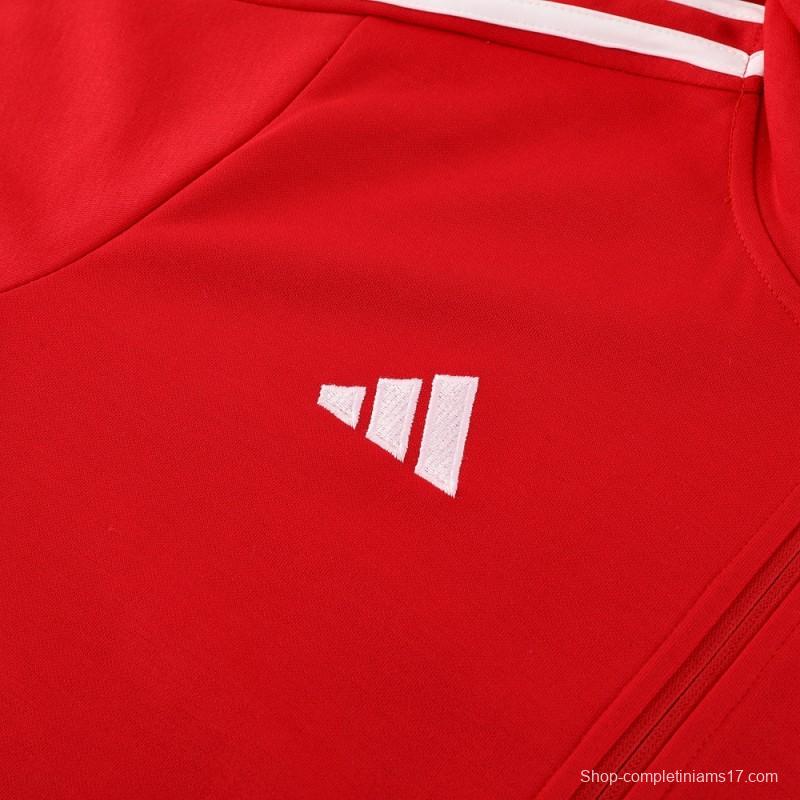 2023 Adidas Red Hoodie Full Zipper Jacket +Pants