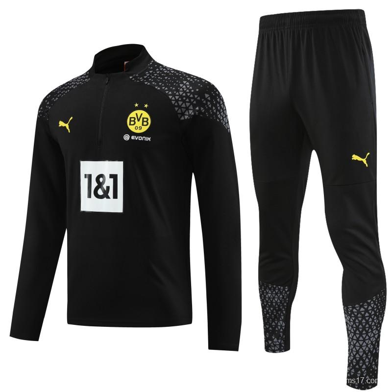 23/24 Borussia Dortmund Black Half Zipper Jacket+ Pants