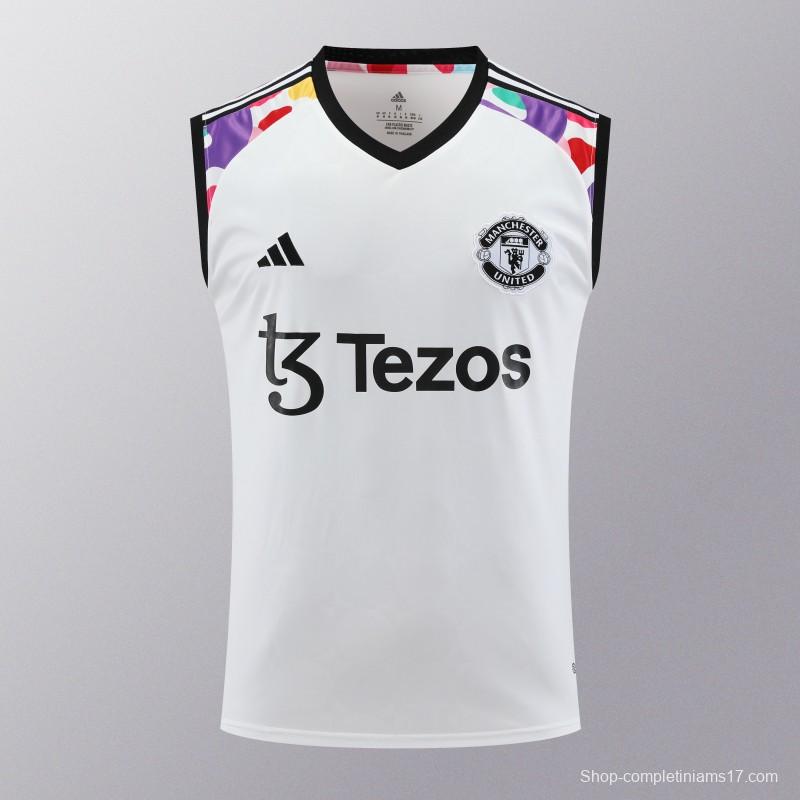 24/25 Manchester United White Vest Jeresy+Shorts