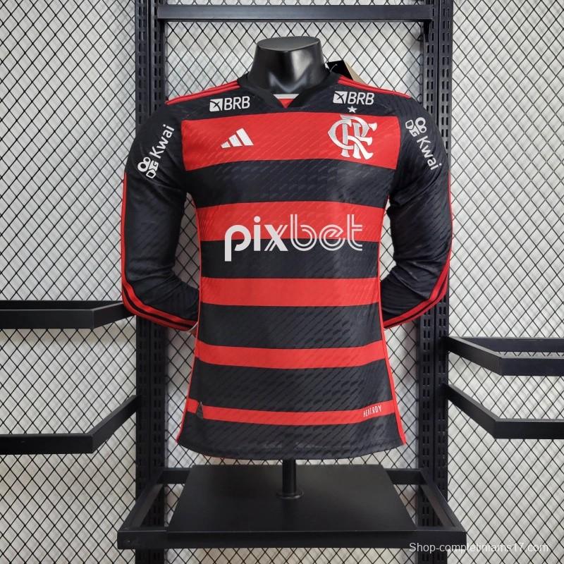 Player Version 24/25 Flamengo Home Long Sleeve Jersey+ All Sponsored