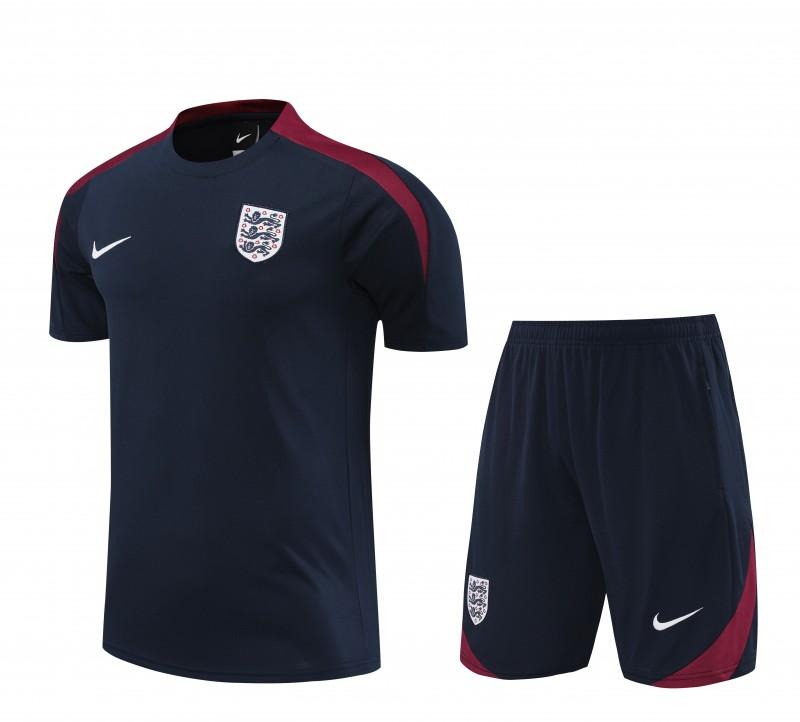 2024 England Navy Cotton Short Sleeve Jersey+Shorts