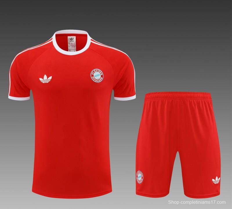 23/24 Bayern Munich Red Cotton Short Sleeve Jersey+Shorts