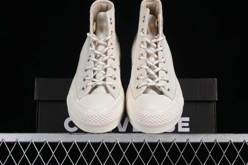 Converse Chuck All Star Lift Platform Utility White High Top Breathable Canvas Casual Shoes - A08767C