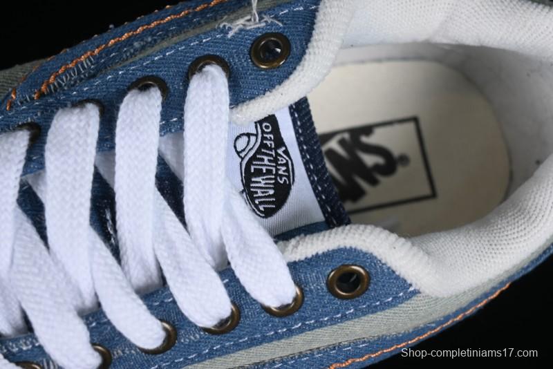 Vans Classics Knu Skool Washed Denim Distressed Vintage Chunky Tongue Skate Shoes - VN0009QCBLK