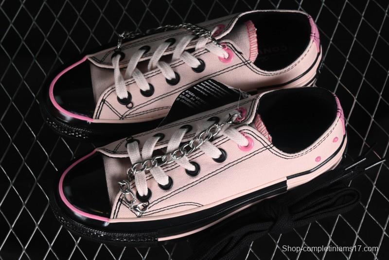 Converse Chuck 70s Low-Top Casual Sneakers with Black-Pink Chain Design - A09542C