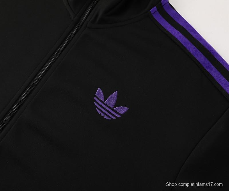 24/25 Adidas Original Black/Purple Full Zipper Jacket +Long Pants
