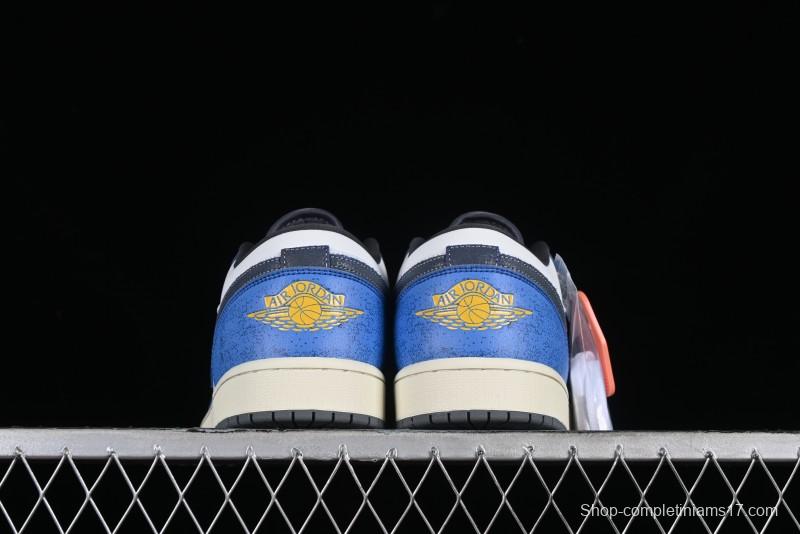 Nike Air Jordan 1 Low Flight Vintage Retro Sneakers in White and Blue - FV8439-104