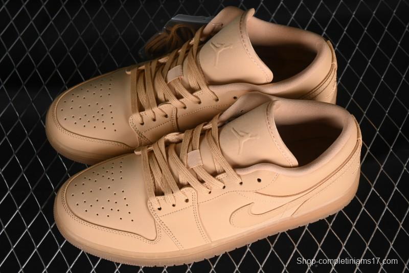 Nike Air Jordan 1 Low AJ1 Lifestyle Basketball Shoes in Warm Yellow with Gum Sole - FZ3972-294