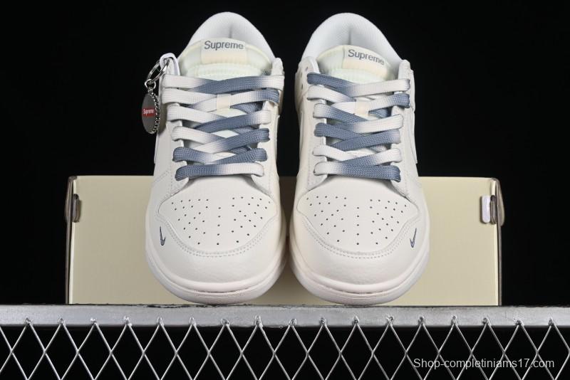 Supreme x Nike SB Dunk Low Anniversary Edition White Grey Customized Low-Top Casual Skate Shoes - BB8657-105