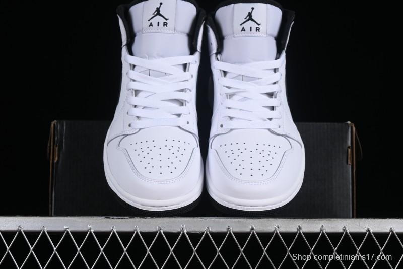Nike Air Jordan 1 Mid AJ1 White Black Mid-Top Casual Sneakers - DQ8426-132