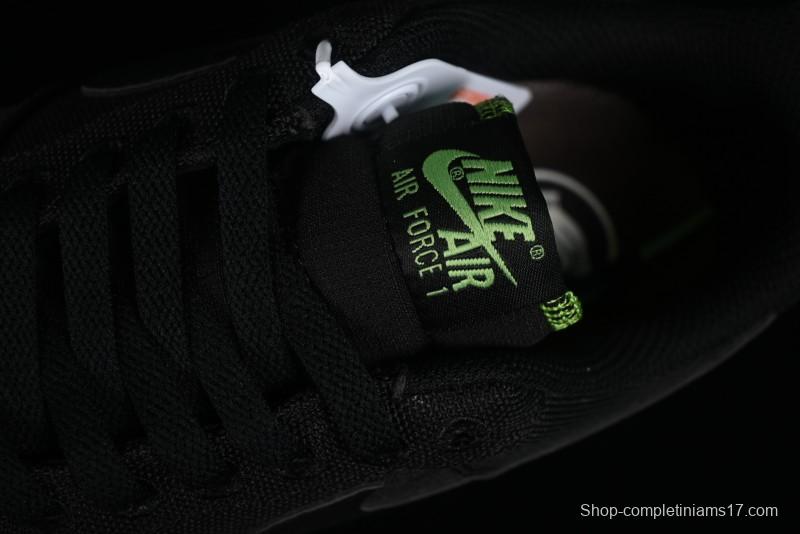 Nike Air Force 1 '07 Low Black Green Canvas Casual Sneakers - FJ4160-001