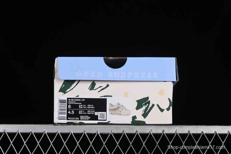 Nike Air Force 1 '07 Low Casual Sneakers in Romantic Pink-Purple with Diamond Chain Accessories - FV1122-333