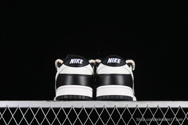 Nike Dunk Low SB Deconstructed Lace-Up Casual Sneakers with Scottish Plaid and Hemp Rope Design - DD1391-100