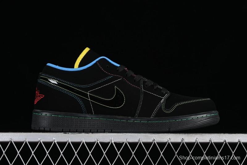 Nike Air Jordan 1 Low AJ1 Black Green Low Top Lifestyle Basketball Shoes - 338145-003