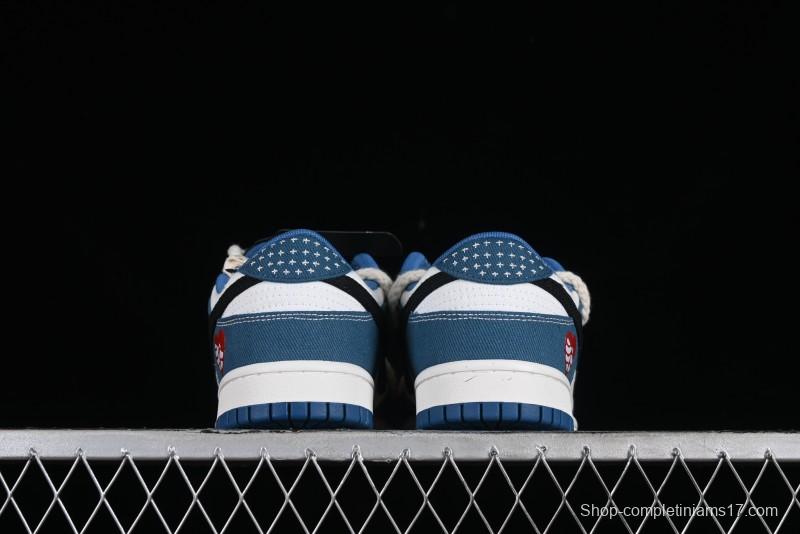 Nike Dunk Low Retro High Street Style Sashiko Stitch Hemp Rope Deconstructed SB Lace-Up Low-Top Casual Sneakers - DV0834-101