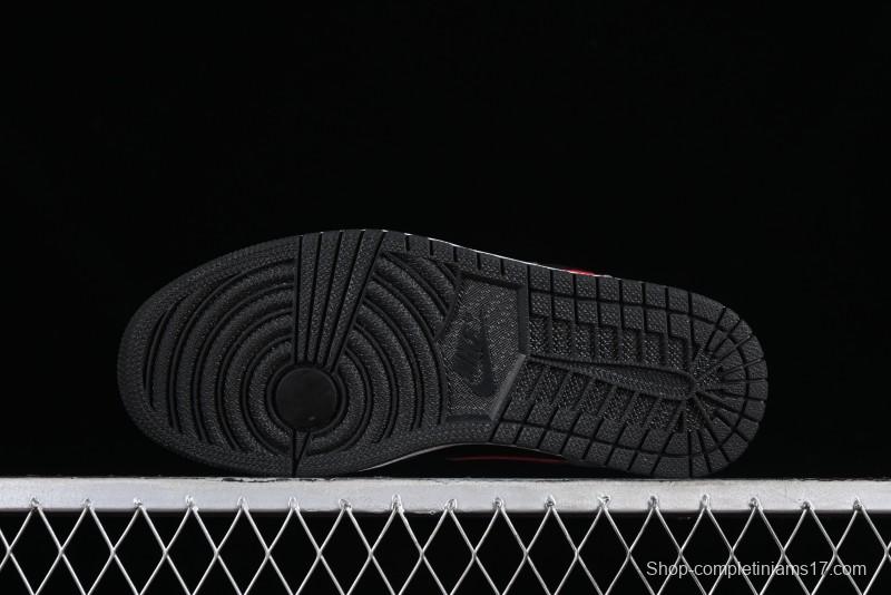 Nike Air Jordan 1 Low AJ1 Basketball Shoes in Grey Black with Red Swoosh - FZ4183-002