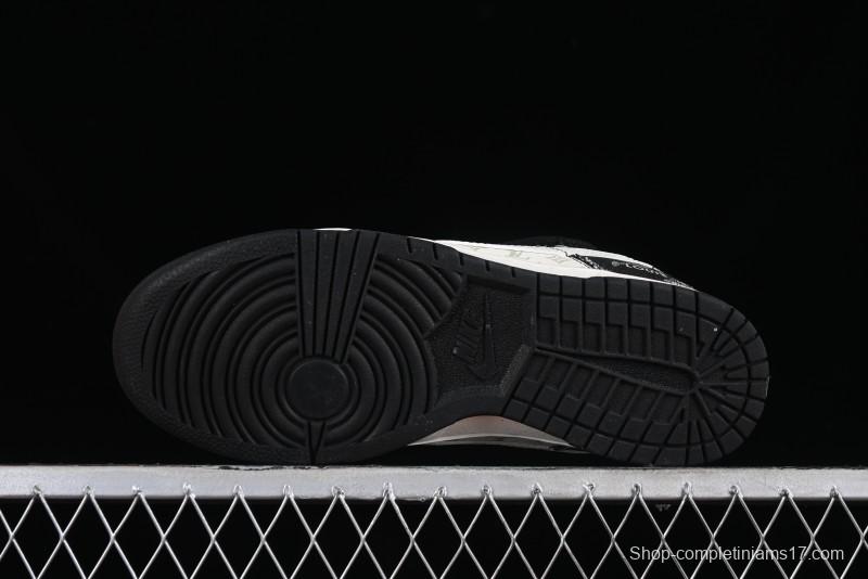 Nike SB Dunk Low LV Collaboration - Black Denim Print Anniversary High-End Custom Low-Top Casual Skate Shoes - SJ2068-238