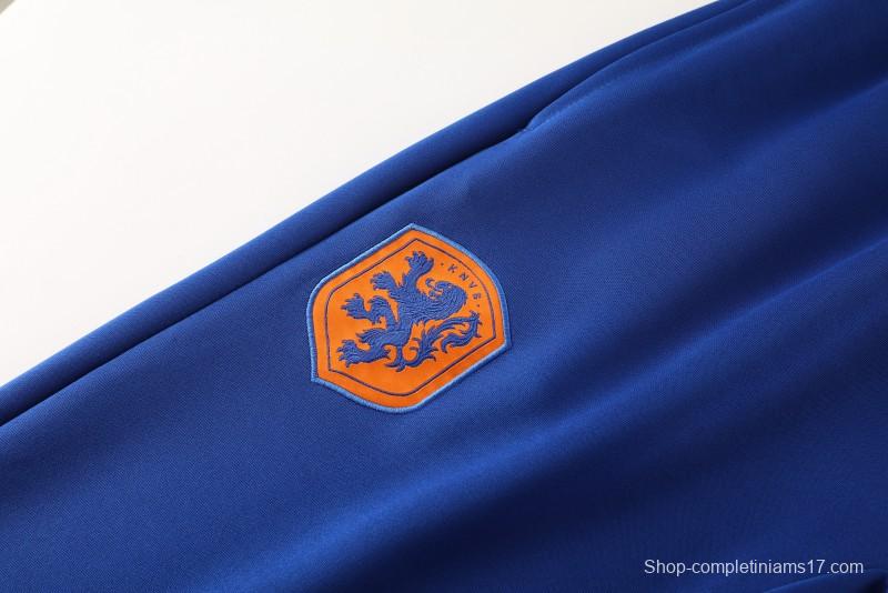 2024 Netherlands Blue Full Zipper Jacket +Long Pants