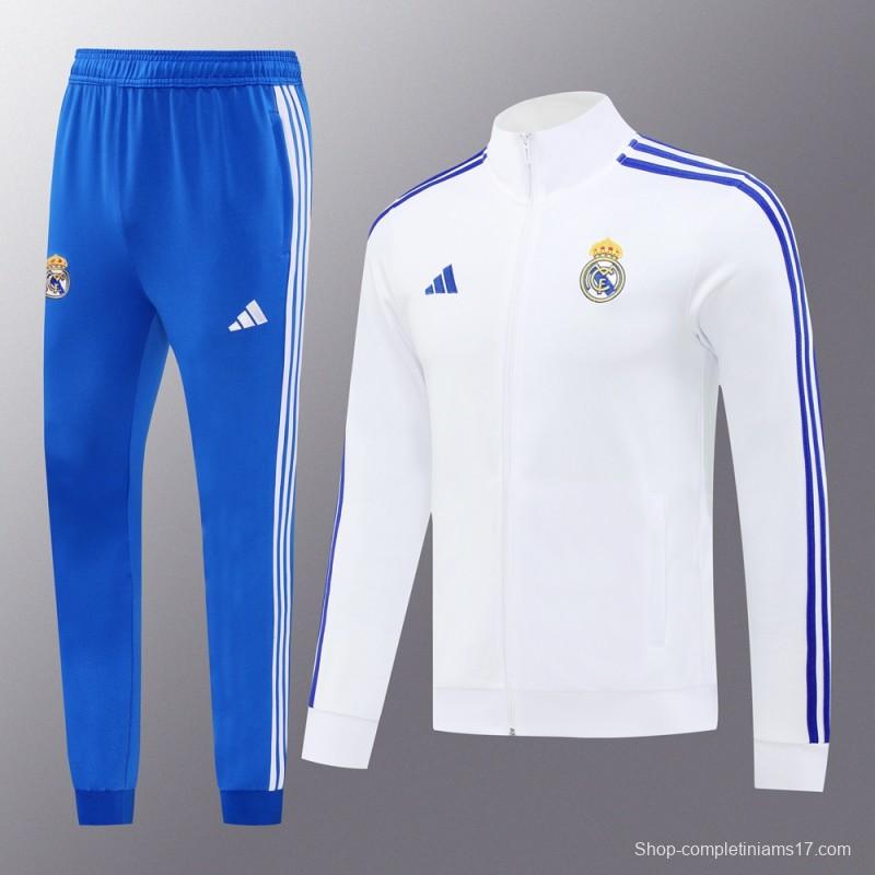 24/25 Real Madrid White Full Zipper Jacket +Long Pants