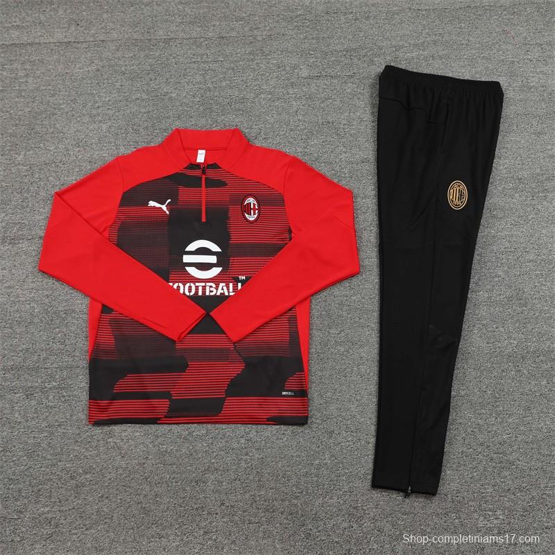 24/25 AC Milan Red Half Zipper Jacket+Long Pants