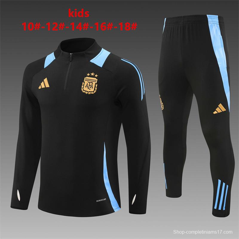 2024 Kids Argentina Black Half Zipper Jacket+Long Pants