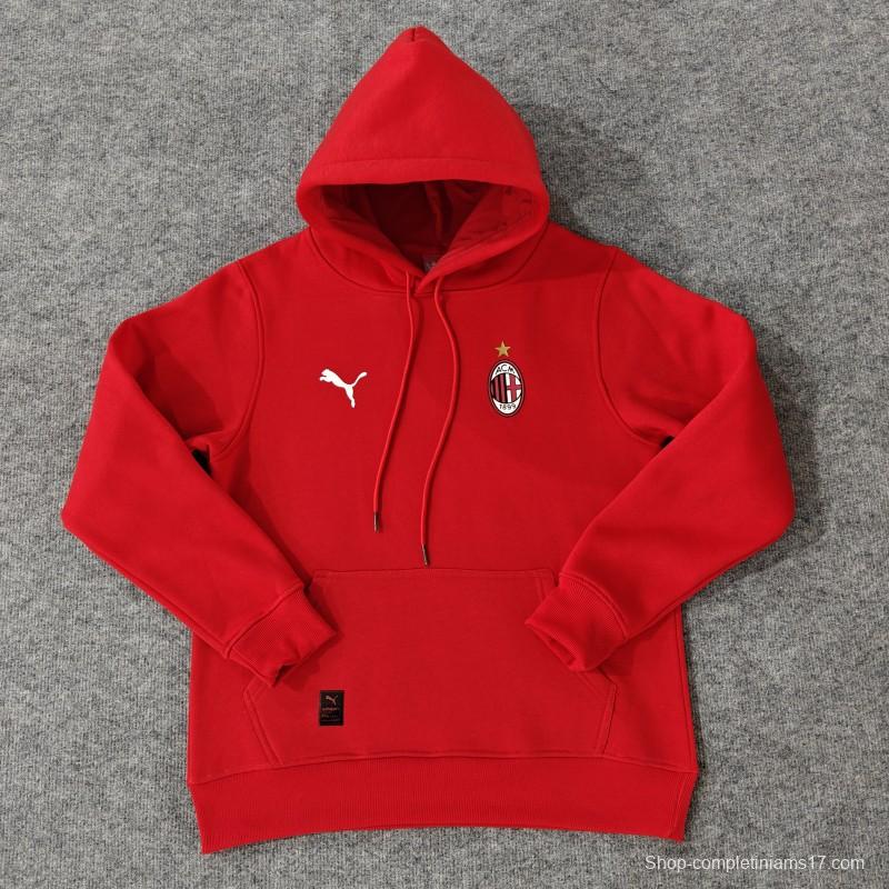 24/25 AC Milan Navy/Red/Black/Beige/Grey Hoodie WIth Black Badge