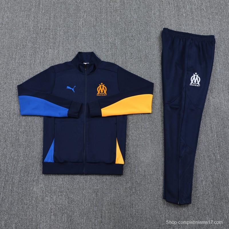 24/25 Olympique Marseille Navy Full Zipper Jacket +Long Pants