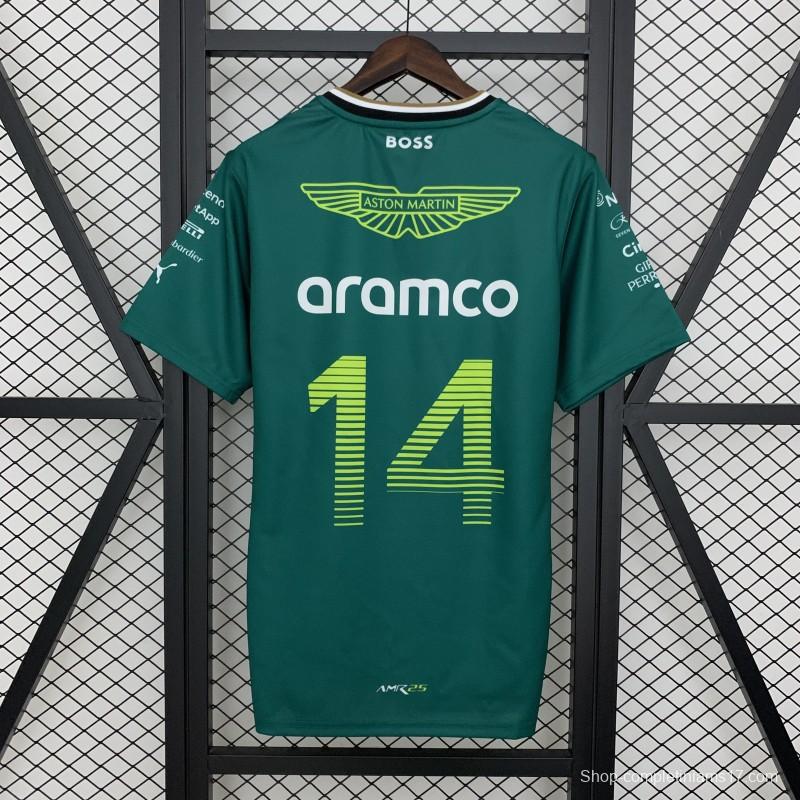 2025 F1 Formula Aston Martin Green ARAMCO #14 T-Shirt