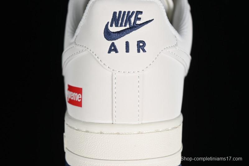 Nike Air Force 1 '07 Low Supreme Collaboration - White Blue Color Block Low-Top Casual Sneakers - XZ6188-001