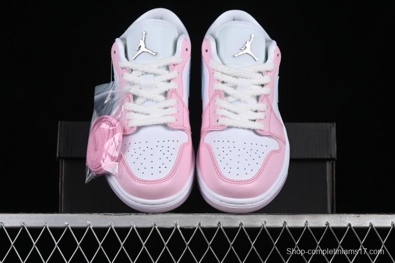 Nike Air Jordan 1 Low "White/Pink Foam/Glacier Blue" Casual Sneakers - HM3706-141