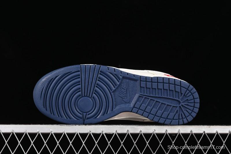 Nike SB Dunk Low Stussy Collaboration - Off White Floral Swoosh Anniversary High-End Custom Low-Top Casual Skate Shoes - XY1688-001