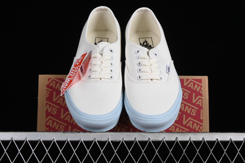 Vans Authentic White Blue Canvas Skate Shoes - VN0009PVEAK