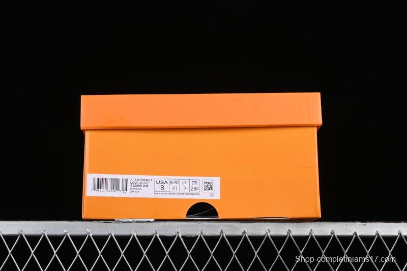 Nike Travis Scott x Fragment Design x Jordan Air Jordan 1 Low OG SP AJ1 LV Black Denim Print Low-Top Casual Sneakers - SJ2068-008