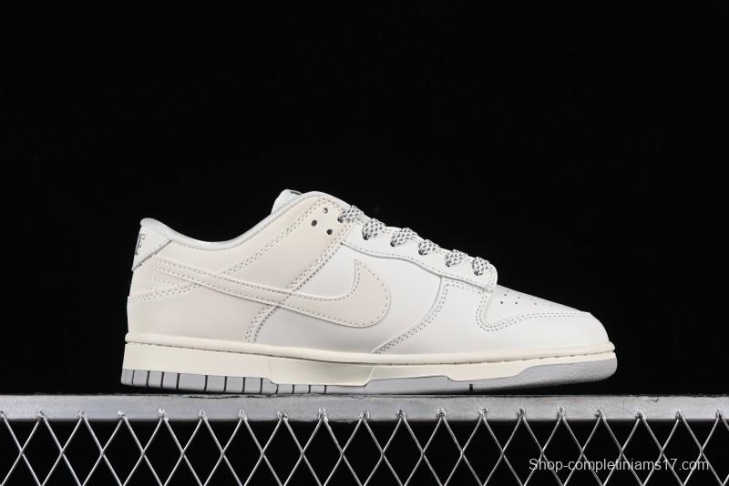 Nike SB Dunk Low LV Collaboration - Double Swoosh Beige Grey Anniversary High-End Custom Low-Top Casual Skate Shoes - FC2025-306