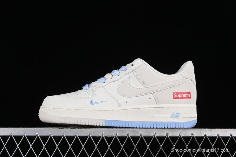 Nike Air Force 1 '07 Low Supreme Collaboration - White Blue Colorblock Low-Top Casual Sneakers BB9599-202
