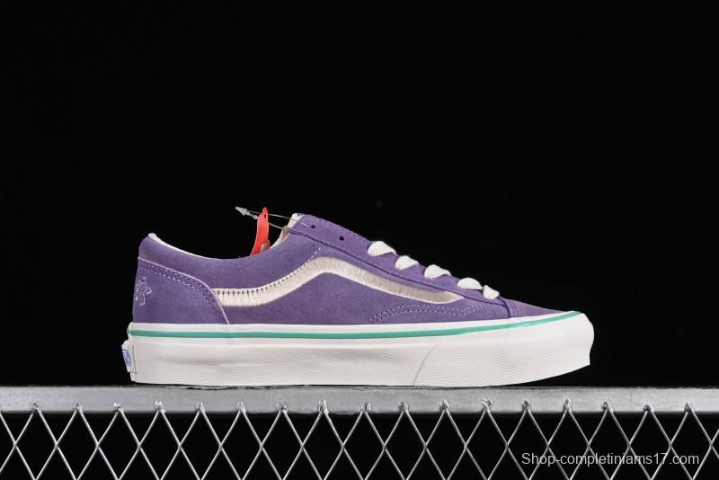 Vans Style 36 Low-Top Skate Shoes with Purple Embroidery - VN000CRPGRN
