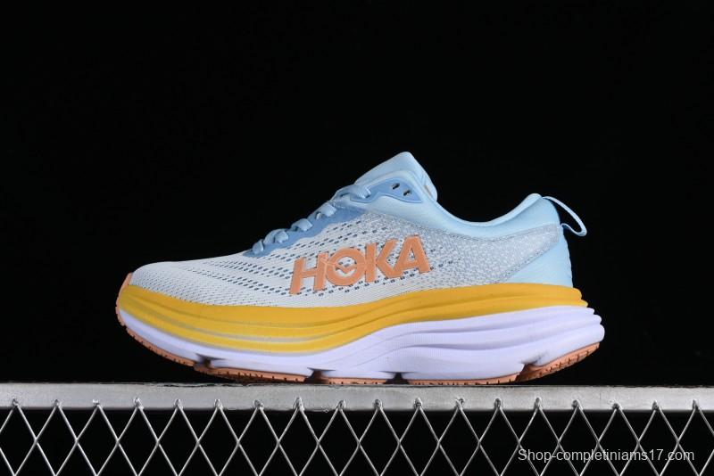 HOKA ONE ONE Bondi 8 Functional Cushioned Running Shoes with Engineered Mesh Upper - 1127954 SSCA
