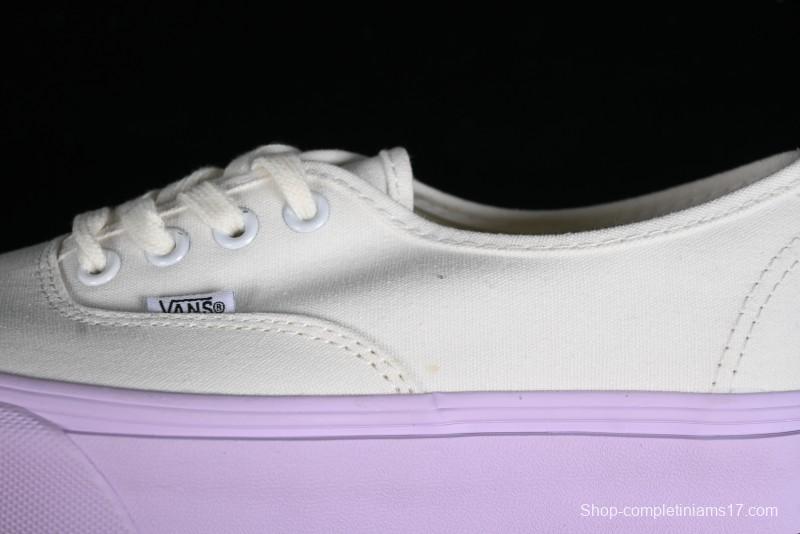 Vans Authentic White Purple Canvas Skate Shoes - VN0009PVCGX