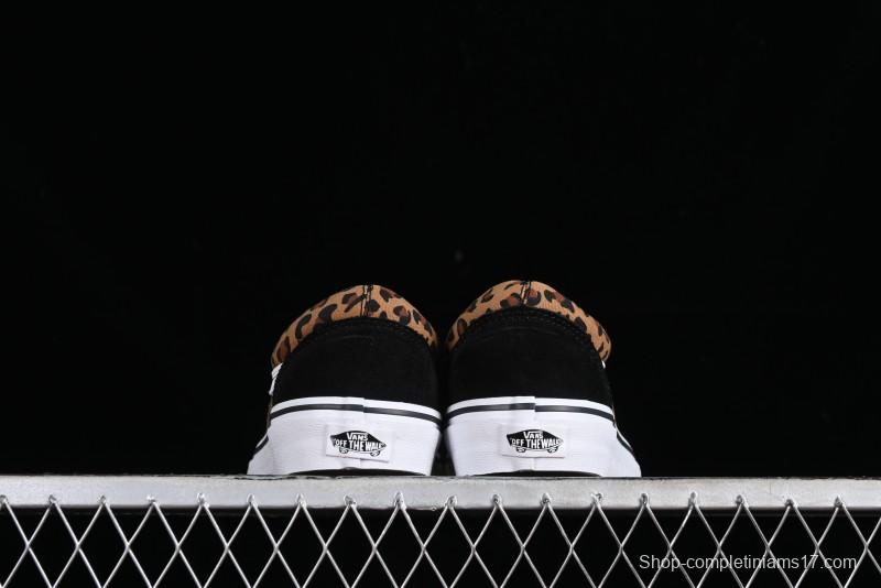 Vans Old Skool Classic Retro Low-Top Canvas Sneakers with Leopard Print and Slip-Resistant Sole - VN000CR5CJK