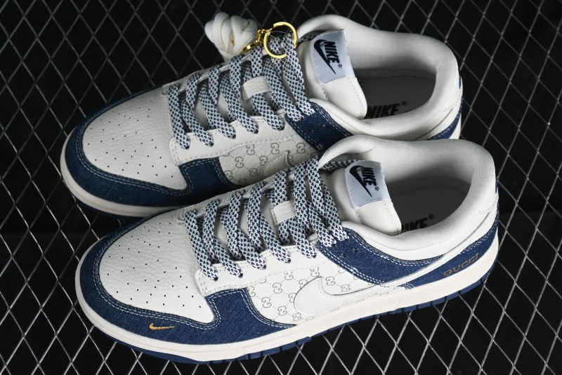 Nike SB Dunk Low Gucci Collaboration - Denim with Light Blue Swoosh Anniversary High-End Custom Low-Top Casual Sneakers - FC1688-141