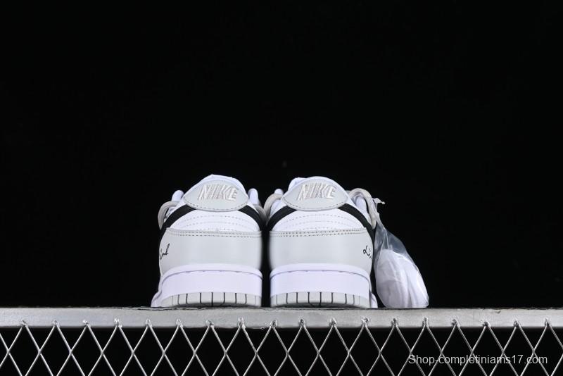 Nike Dunk Low Leather Letter High Street Deconstructed Black Grey SB Strap Low Top Casual Sneakers - DV0831-101