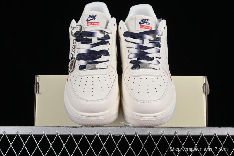 Nike Air Force 1 '07 Low Supreme Collaboration - White Blue Color Block Low-Top Casual Sneakers - XZ6188-001