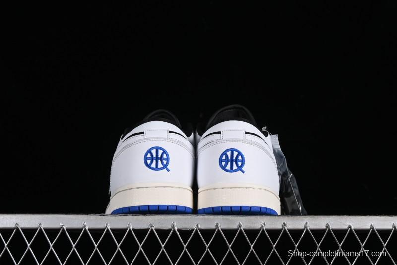 Nike Air Jordan 1 Low "Quai 54" Casual Sneakers in White Black Blue - HQ0764-001