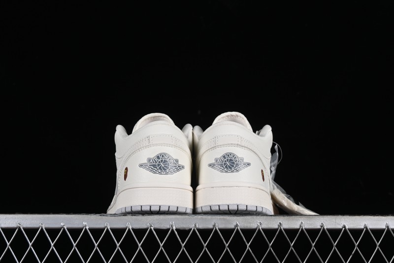 Nike Air Jordan 1 Low BAPE Collaboration - White Grey Basketball Shoes - WG8850-003