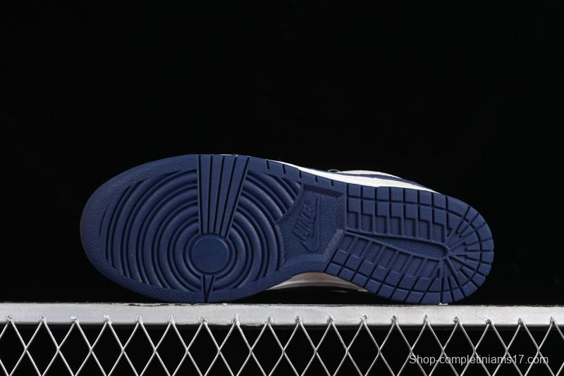 Nike SB Dunk Low LV Collaboration - Suede Navy Blue Anniversary High-End Custom Low-Top Casual Sneakers - FC1688-134