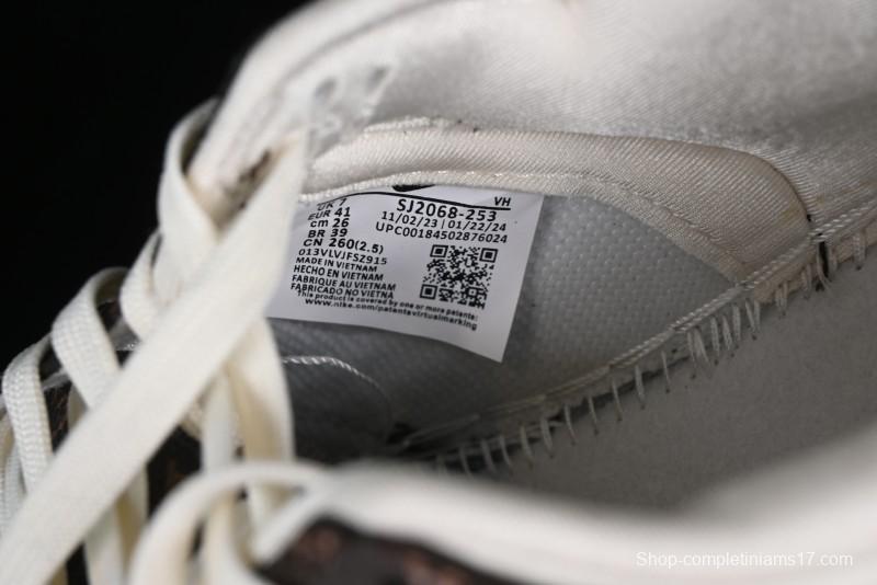 Nike SB Dunk Low LV Collaboration - Checkerboard Brown White Swoosh Anniversary High-End Custom Low-Top Casual Sneakers - SJ2068-253