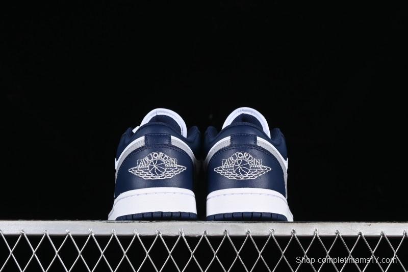 Nike Air Jordan 1 Low AJ1 White Blue Grey Low Top Lifestyle Basketball Shoes - 553558-141