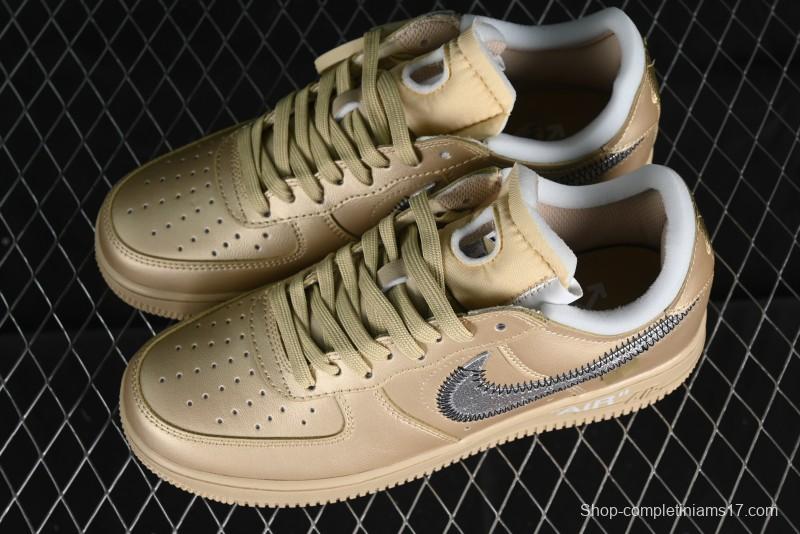 Off-White x Nike Air Force 1 '07 Low "Metal Gold" Casual Sneakers - DX1419-900